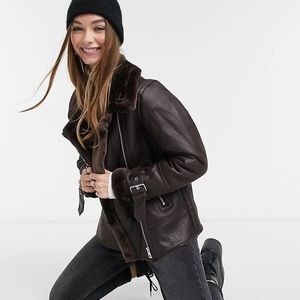 ASOS New Look aviator jacket in chocolate Sz S